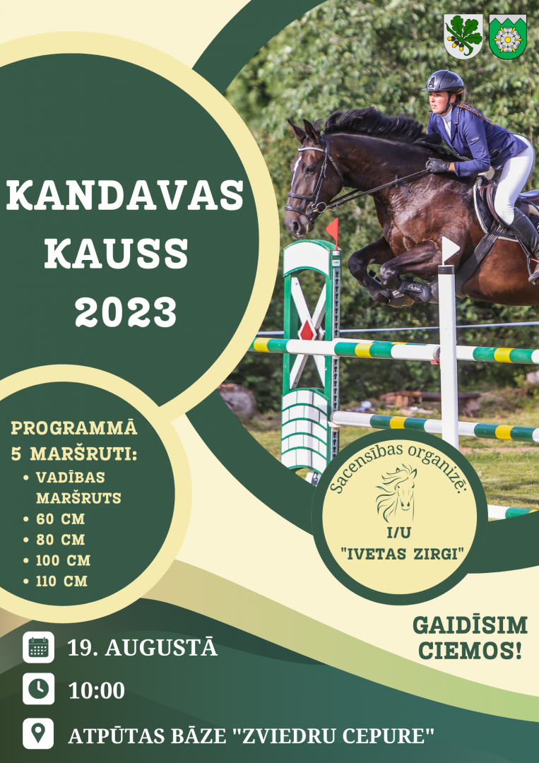 Atklātās jāšanas sporta sacensības šķēršļu pārvarēšanā "Kandavas kauss 2023"