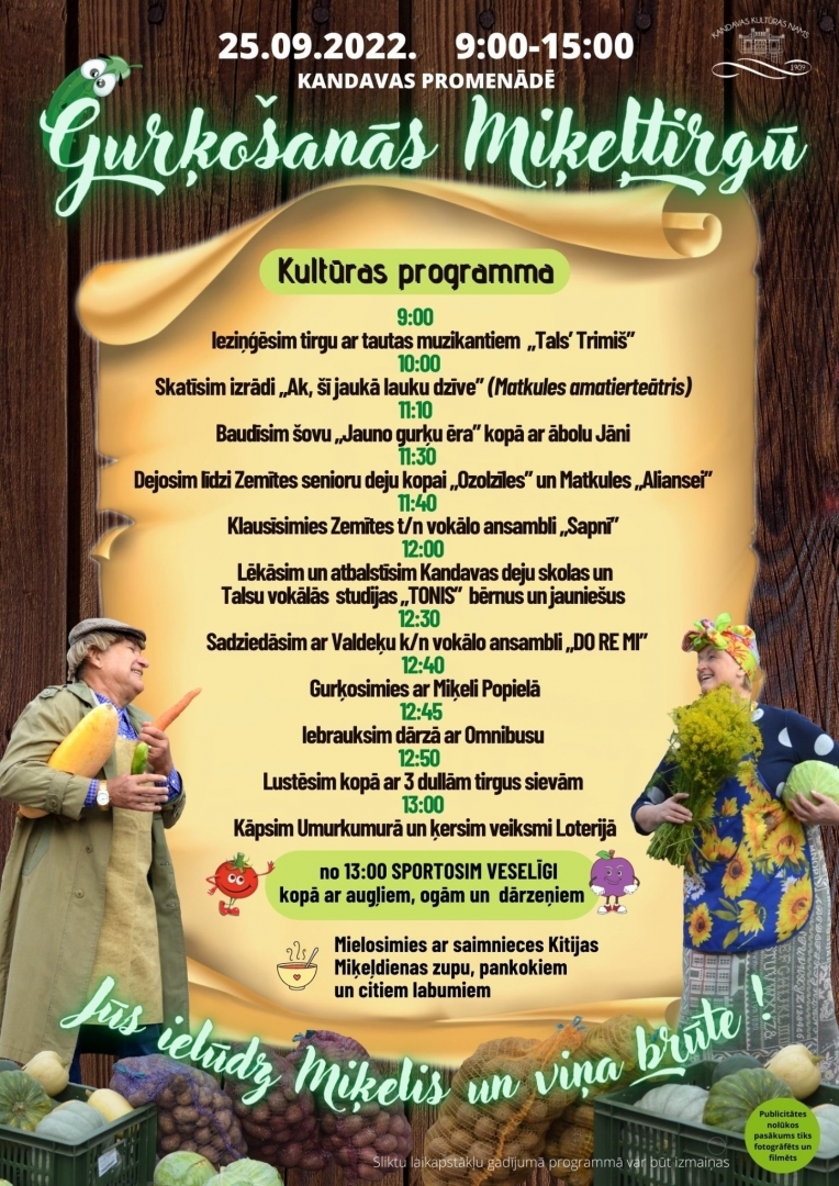 Gurķošanās Miķeļtirgū Kandavas promenādē