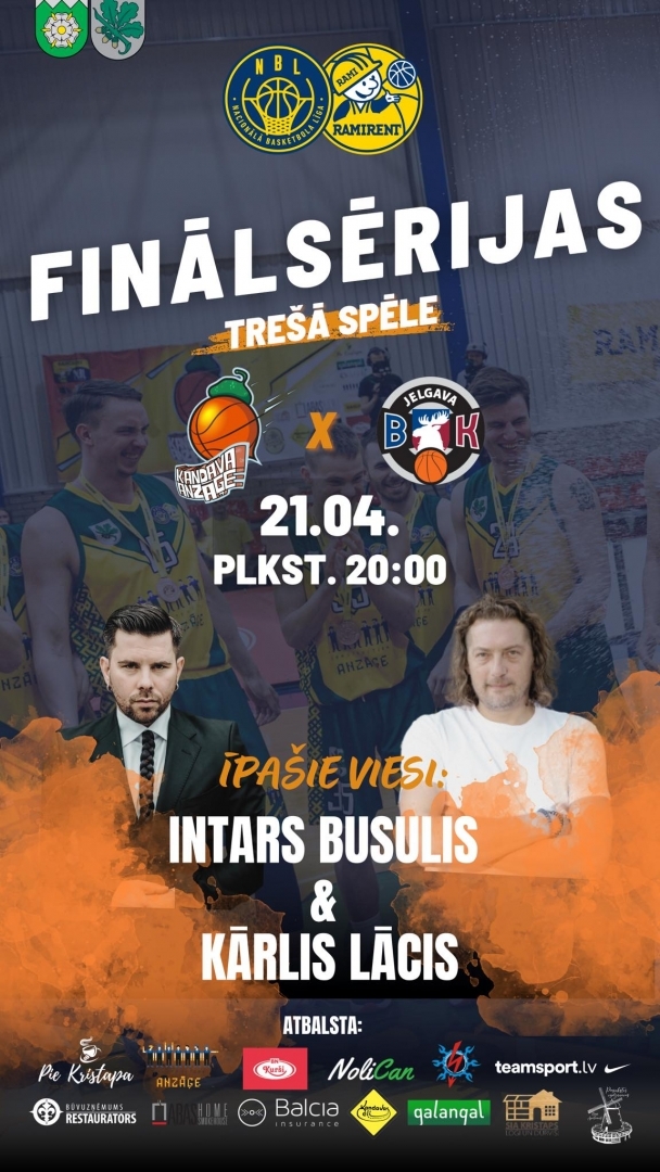 Ramirent Nacionālās basketbola līgas finālsērijas trešā spēle: Kandava/Anzāģe - BK Jelgava