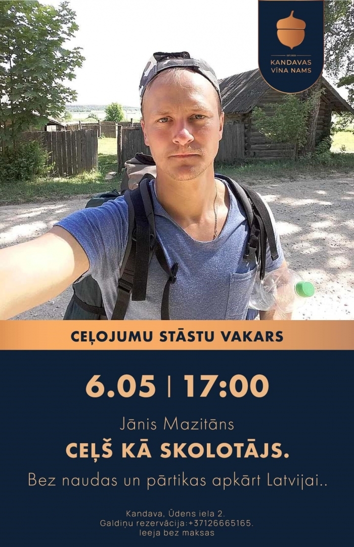Ceļojumu stāstu vakars Kandavas vīna namā
