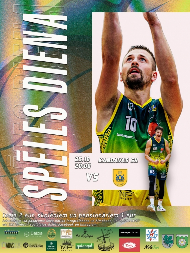 Ramirent Nacionālās basketbola līgas spēle: Kandava/Anzāģe - Spars/Ventspils Augstkola