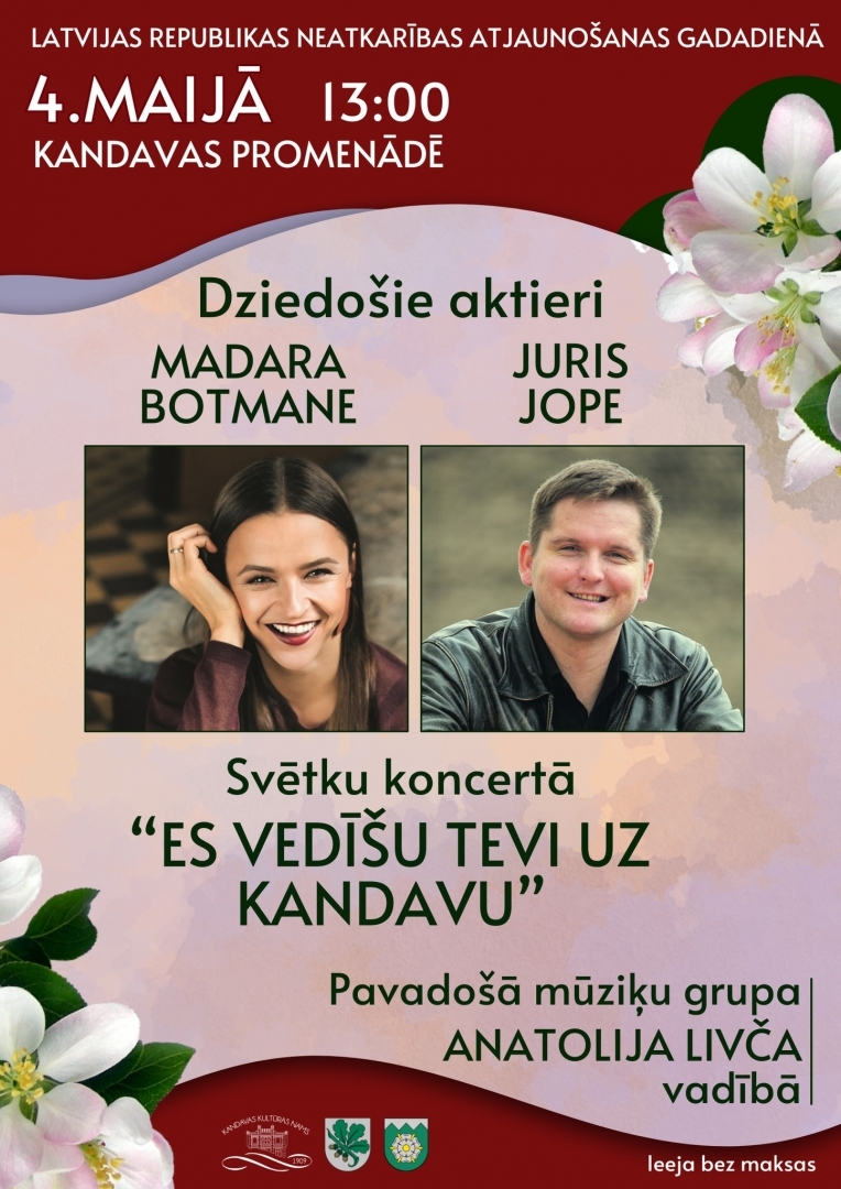 Madara Botmane un Juris Jope koncertā “Es vedīšu tevi uz Kandavu!”