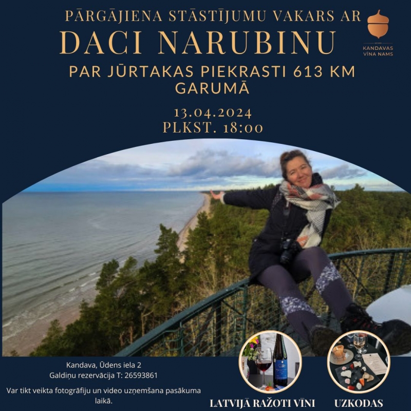 Stāstu vakars par pārgājienu gar Baltijas jūras krastu ar Daci Narubiņu