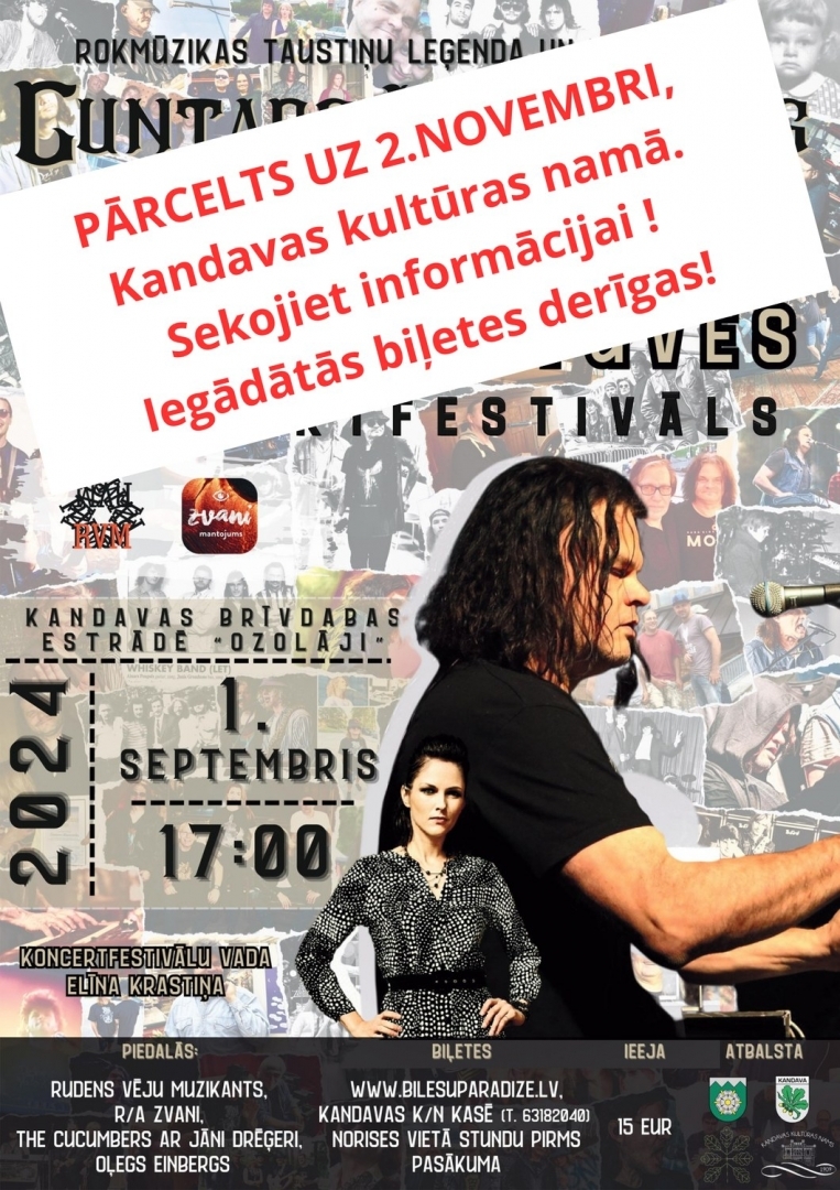 Koncertfestivāls ar Guntaru Mucenieku PĀRCELTS uz 02.11.2024