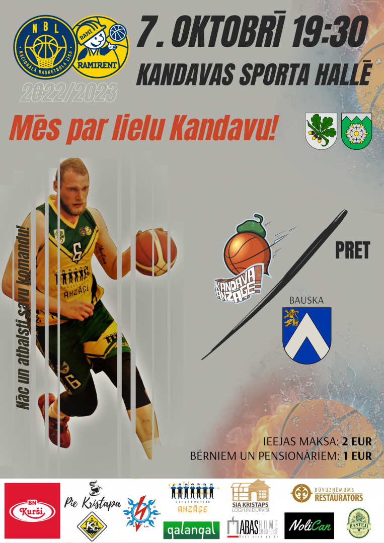 Ramirent Nacionālās basketbola līgas spēle: Kandava/Anzāģe - Bauska