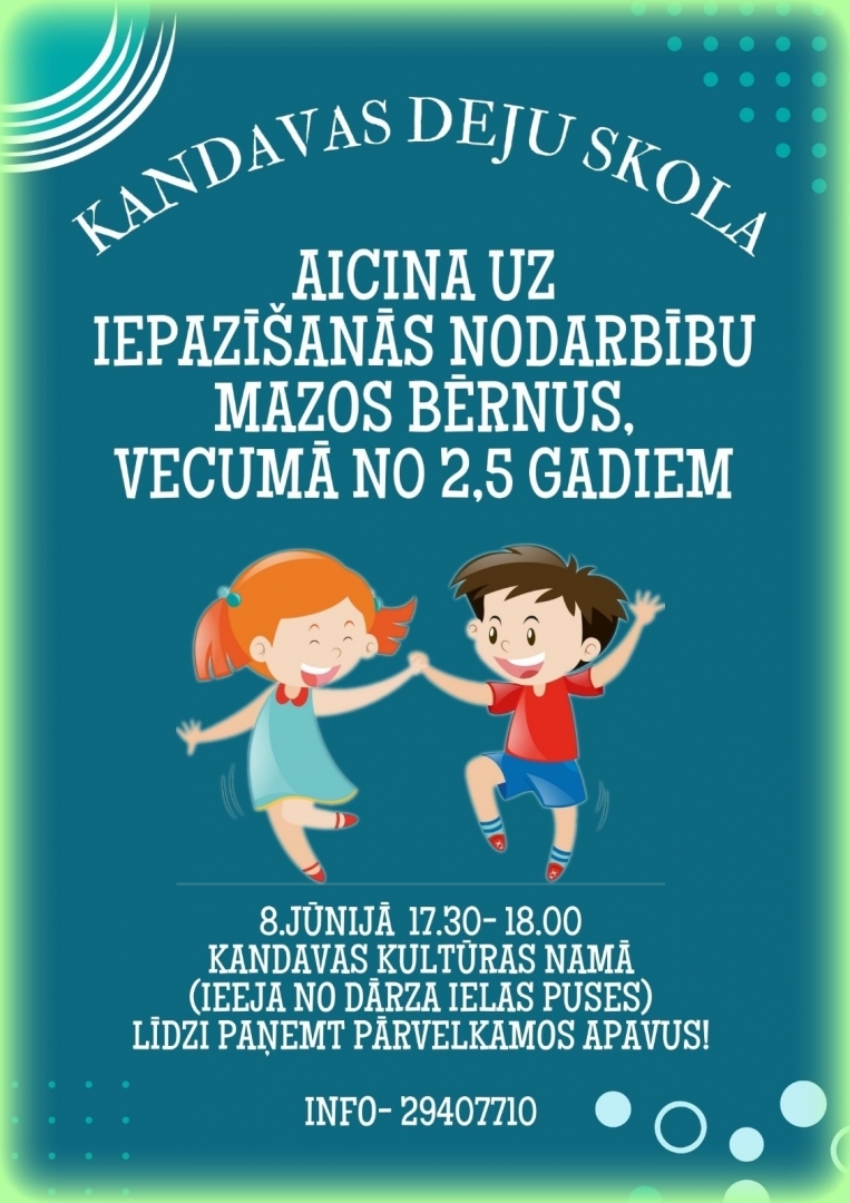 Iepazīšanās nodarbība Kandavas Deju skolā pašiem mazākajiem