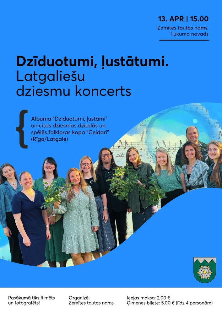 Folkloras kopas “Ceidari” koncerts un jaunā diska “Dzīduotumi, ļustātumi” prezentācija