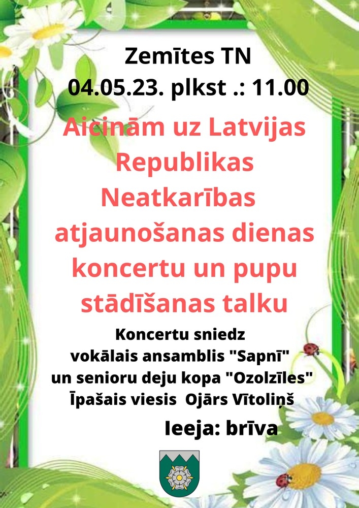 Latvijas Republikas Neatkarības atjaunošanas dienai veltītās aktivitātes Zemītē