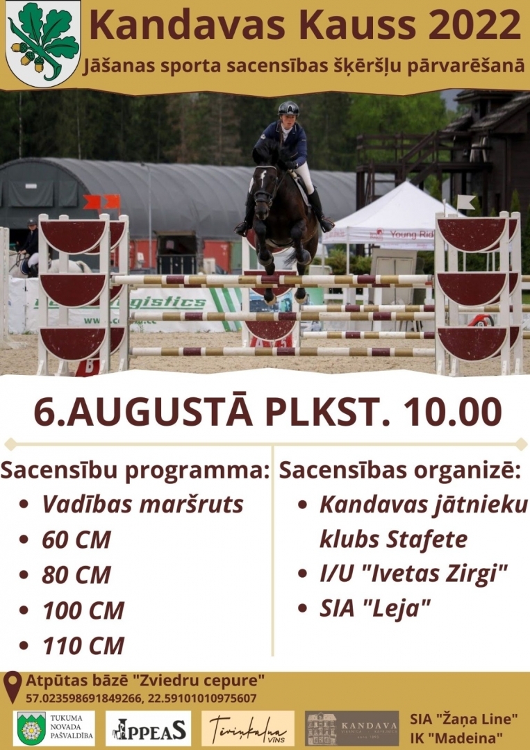 Kandavas jātnieku klubs "Stafete" aicina apmeklēt jāšanas sporta sacensības Zviedru cepurē
