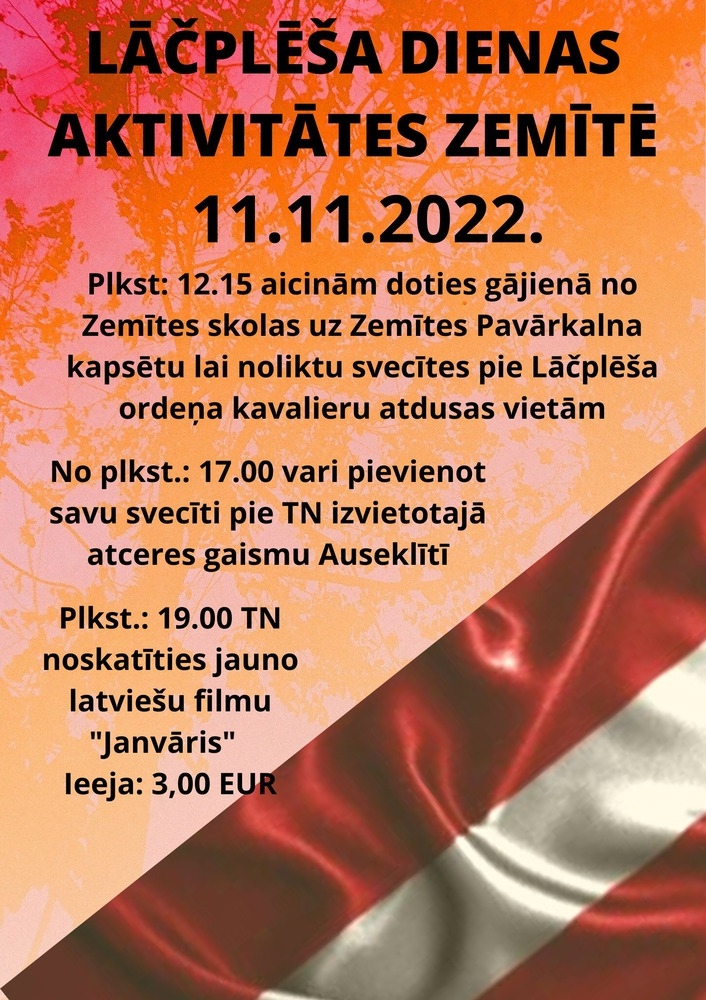 Lāčplēša dienas aktivitātes Zemītē