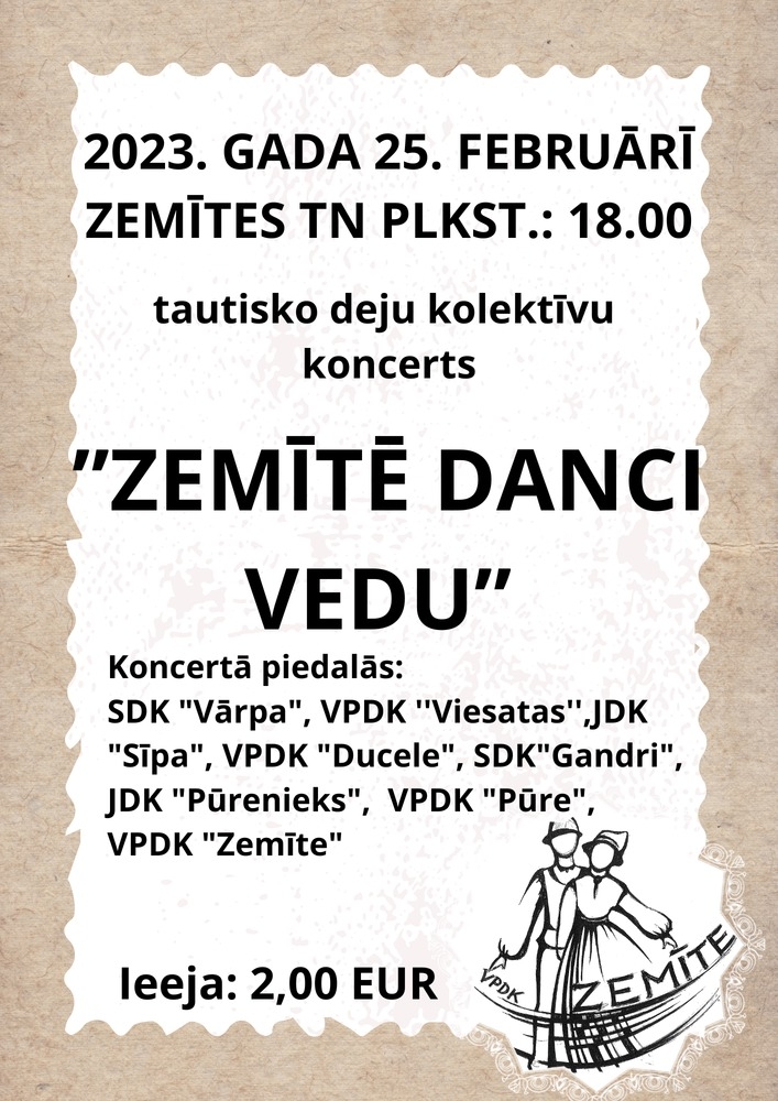 Tautisko deju kolektīvu koncerts "Zemītē danci vedu" 