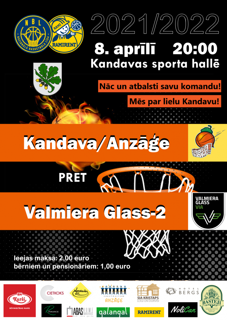 Ramirent Nacionālās basketbola līgas spēle: Kandava/Anzāģe - Valmiera Glass-2