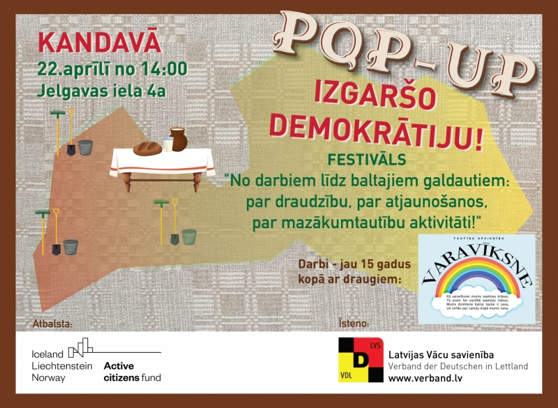 Latvijas Vācu savienības rīkotā aktivitāte "POP-UP Izgaršo demokrātiju"