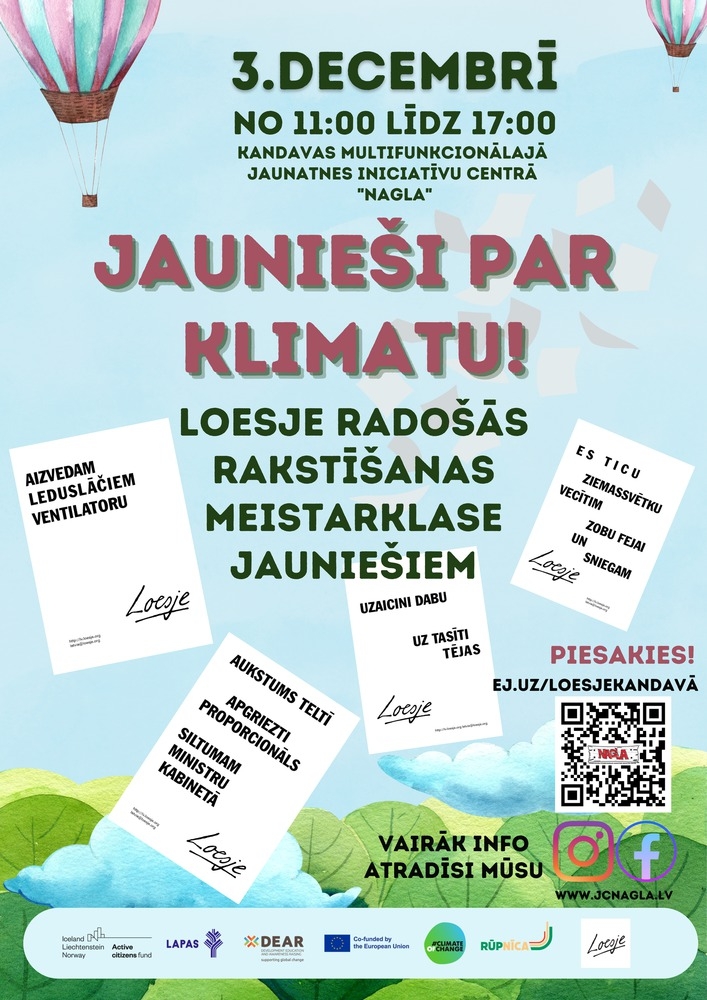 Jaunieši par klimatu! - Loesje radošās rakstīšanas un fotogrāfēšanas meistarklase