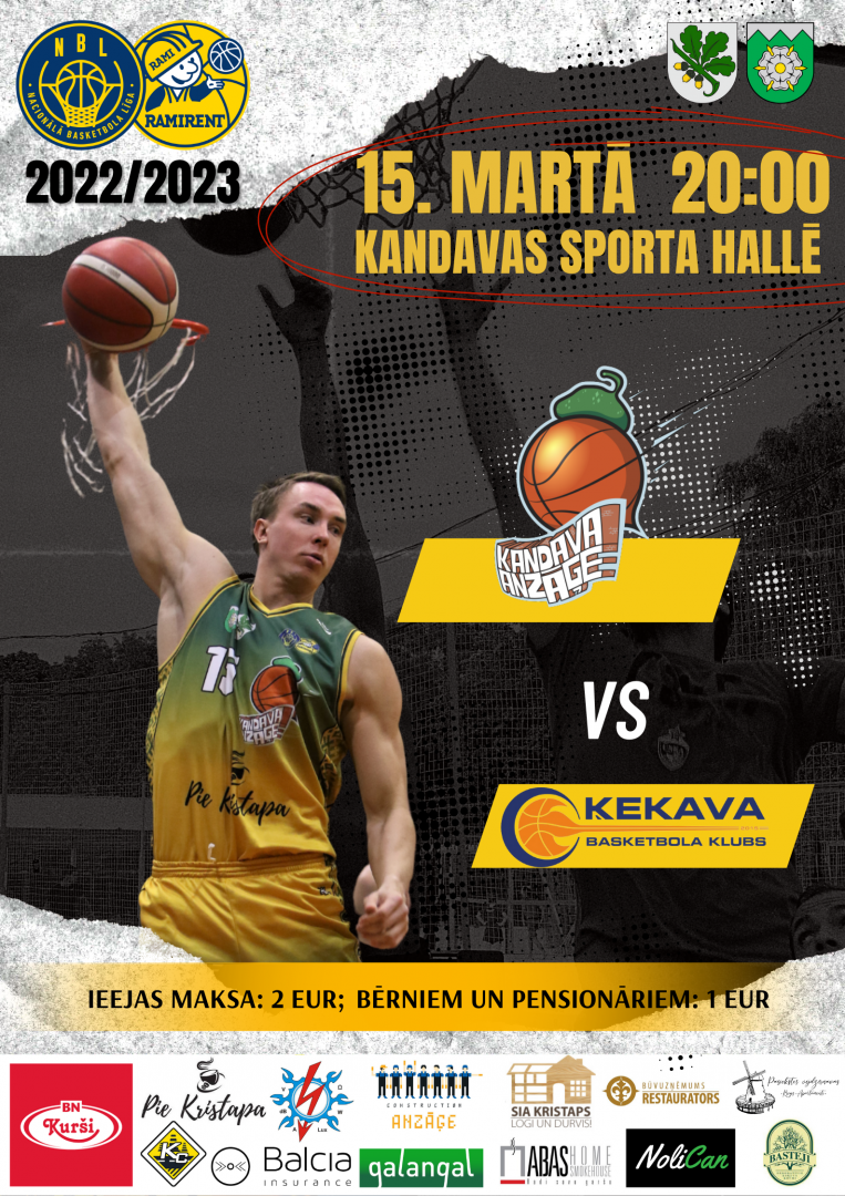 Ramirent Nacionālās basketbola līgas spēle: Kandava/Anzāģe - BK Ķekava