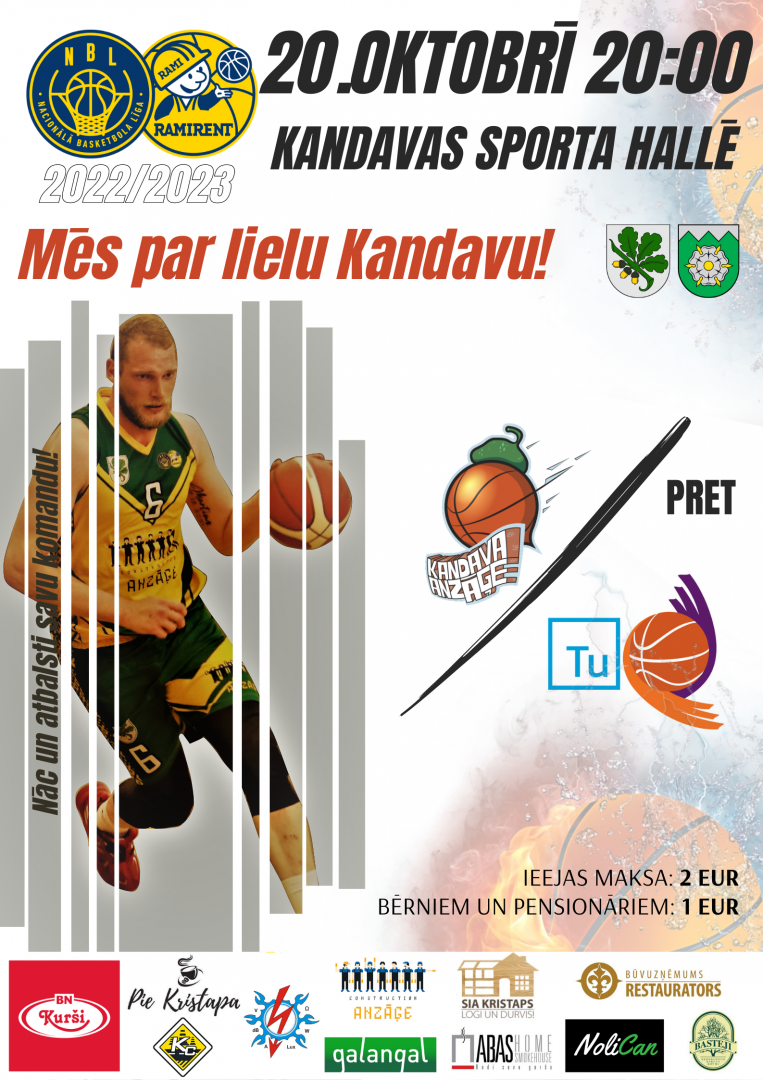 Ramirent Nacionālās basketbola līgas spēle: Kandava/Anzāģe - BK BA Turība