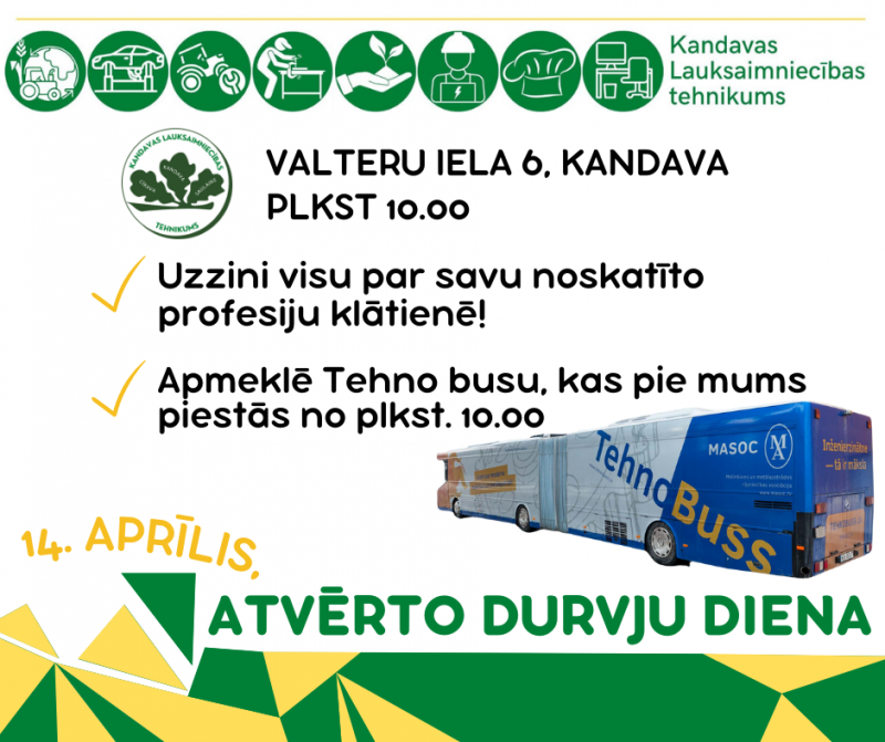 Apmeklē Kandavas Lauksaimniecības tehnikuma atvērto durvju dienu