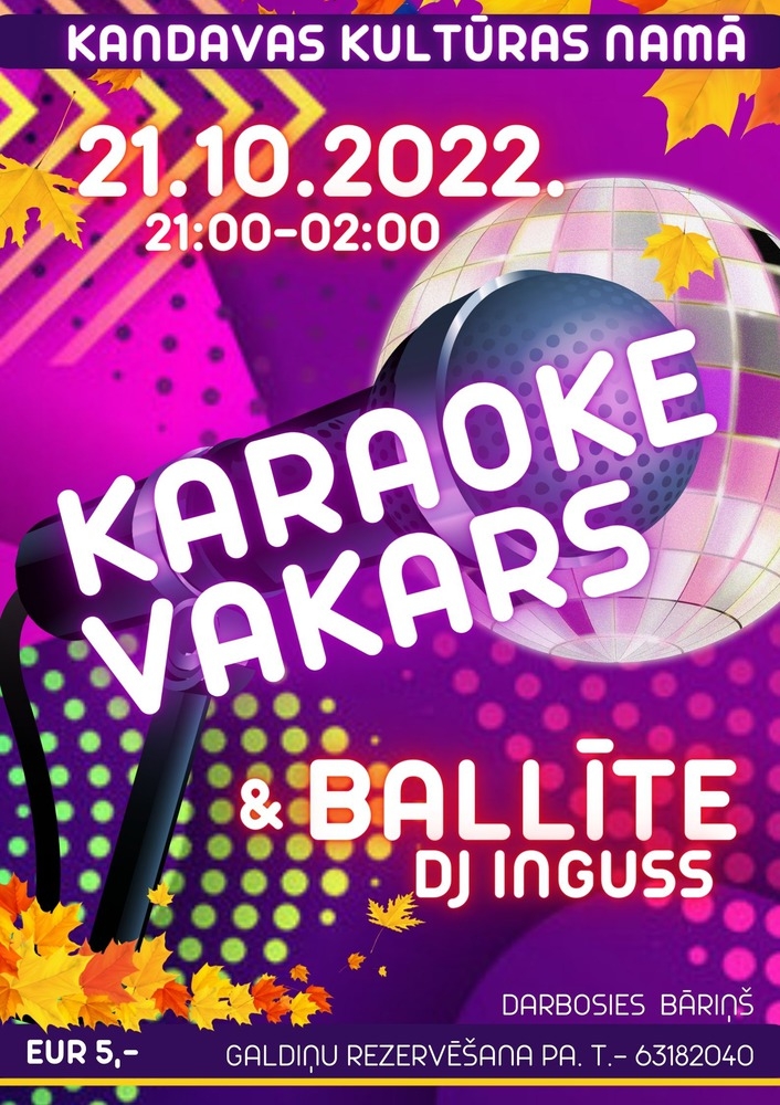 Latviešu mūzikas karaoke vakars un ballīte
