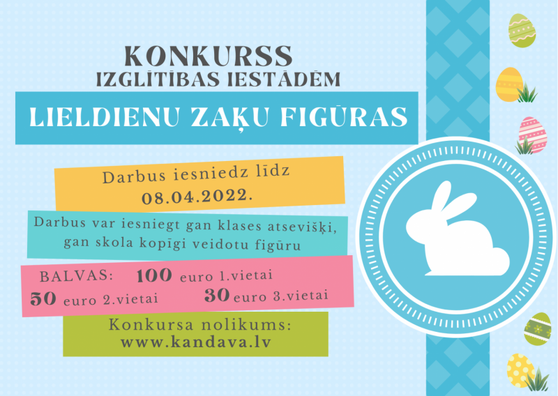 Aicinām izglītības iestādes piedalīties konkursā “Lieldienu Zaķu figūras”