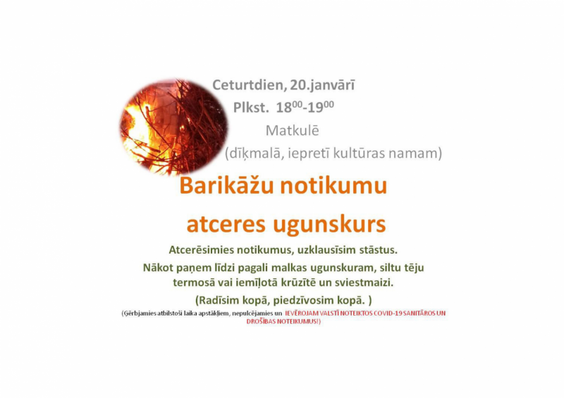 Barikāžu atceres ugunskurs Matkulē