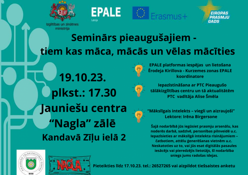 Seminārs pieaugušajiem - tiem kas māca, mācās un vēlas mācīties