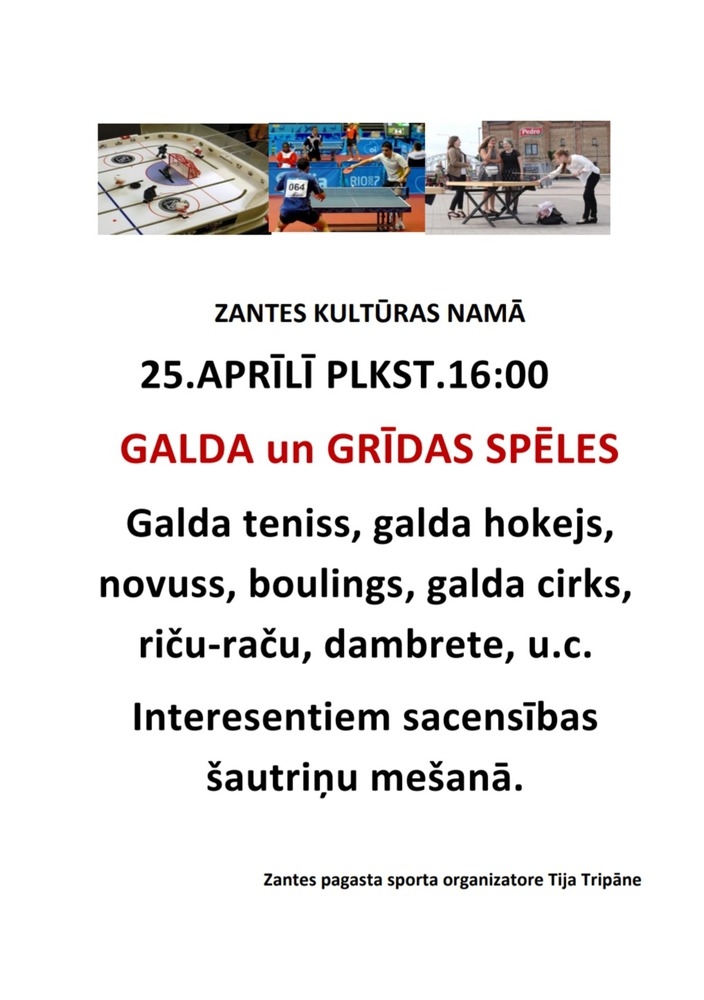 Galda un grīdas spēļu pēcpusdiena