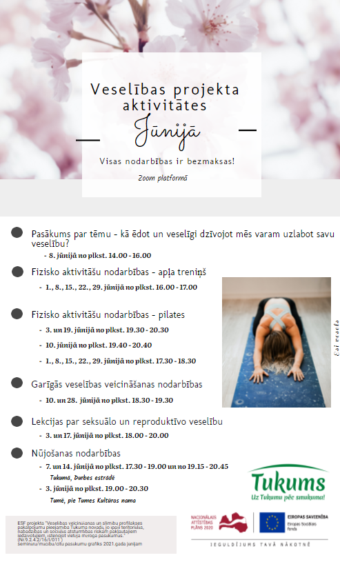 Veselības projekta aktivitātes jūnijā