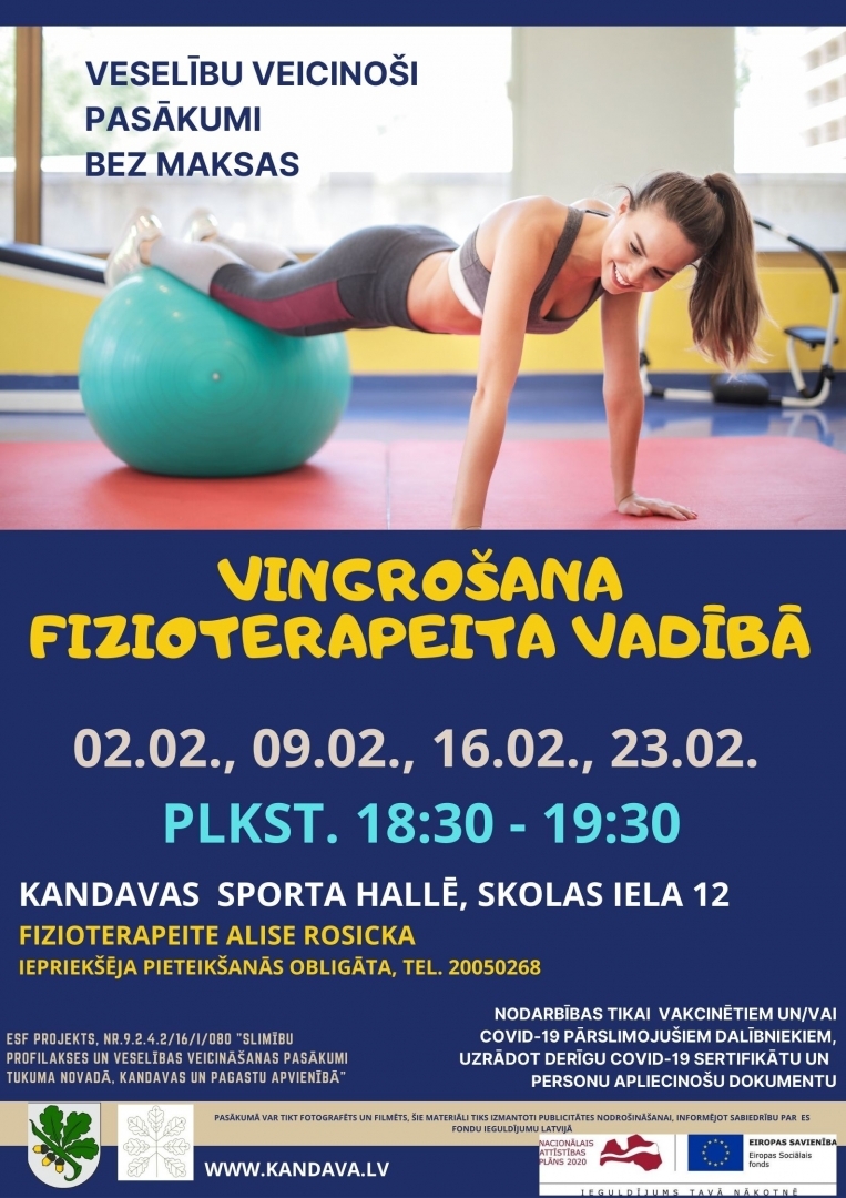 Februārī turpinās slimību profilakses un veselības veicināšanas pasākumi Kandavas un pagastu apvienības teritorijā