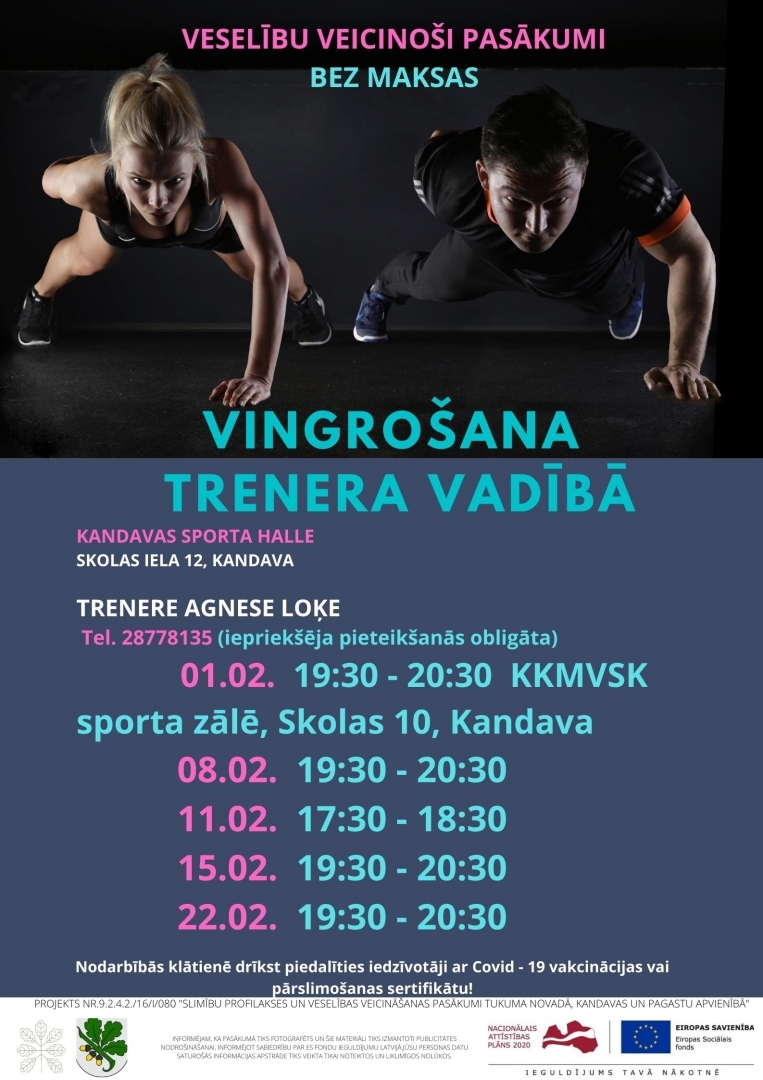 Februārī turpinās slimību profilakses un veselības veicināšanas pasākumi Kandavas un pagastu apvienības teritorijā