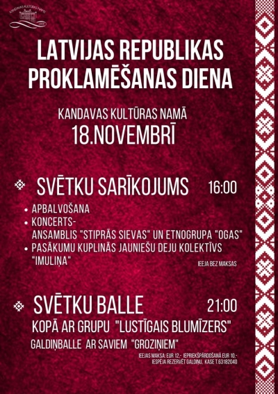 LATVIJAS REPUBLIKAS PROKLAMĒŠANAS DIENA KANDAVĀ