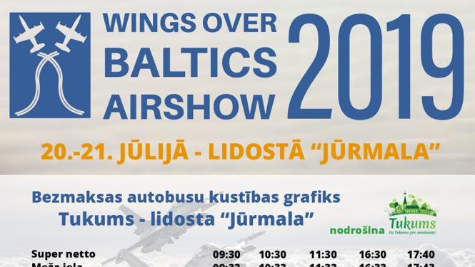 Autobusu kustības grafiks Tukums - Lidosta "Jūrmala"