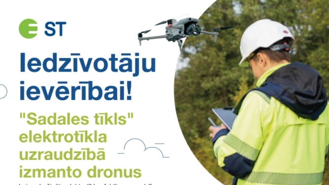 AS “Sadales tīkls” Tukuma novadā ar droniem un helikopteru apsekos elektrolīnijas