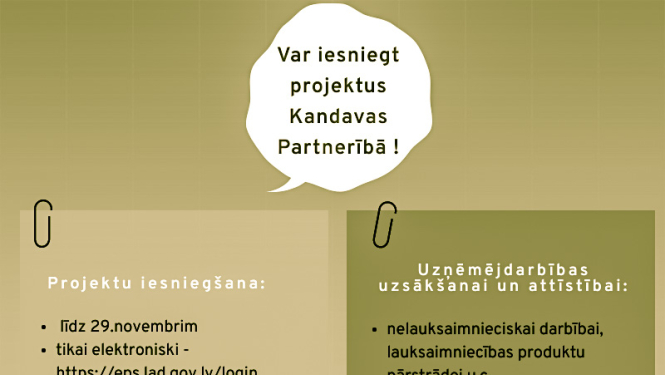 Biedrība „Kandavas Partnerība” izsludina LEADER projektu iesniegumu konkursa 11. kārtu