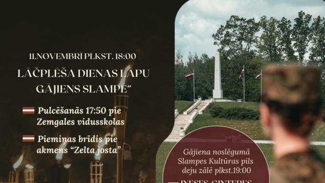 Lāčplēša dienas lāpu gājiens Slampes pagastā — afiša