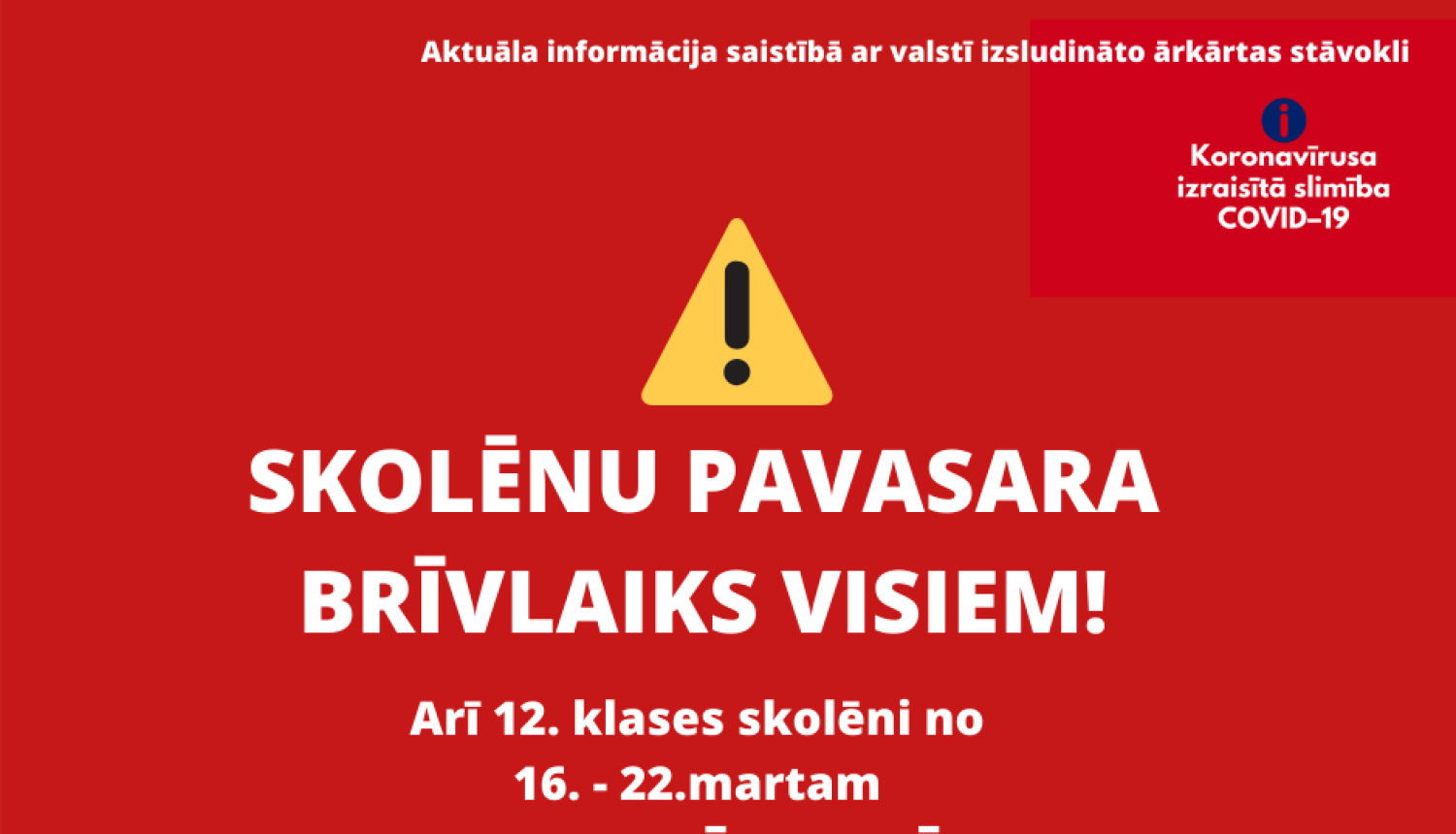 Skolēnu pavasara brīvlaiks visiem!