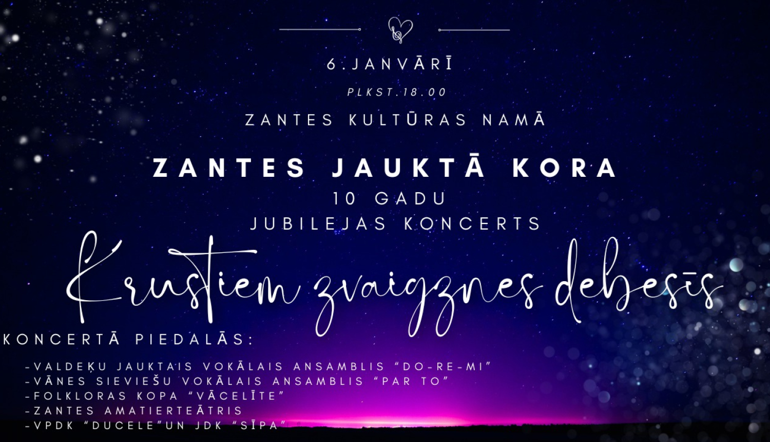 Zantes jauktā kora 10 gadu jubilejas koncerts "Krustiem zvaigznes debesīs"