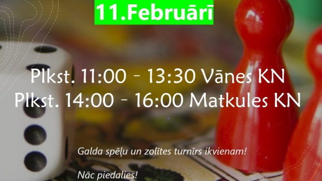 Galda spēļu un zolītes turnīrs
