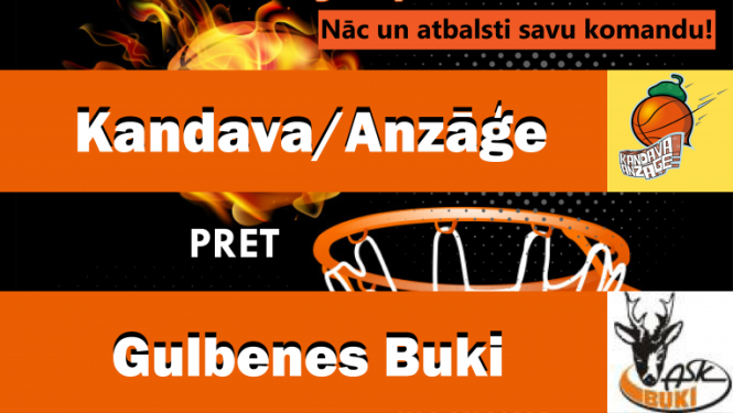 Ramirent Nacionālās basketbola līgas spēle: Kandava/Anzāģe - Gulbenes Buki