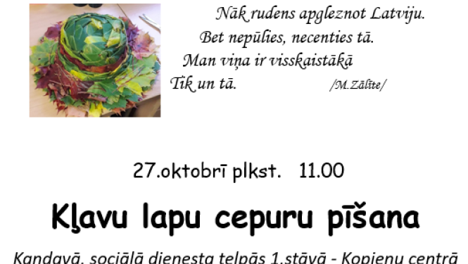 Radošā darbnīca: Kļavu lapu cepuru pīšana
