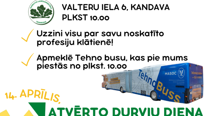 Apmeklē Kandavas Lauksaimniecības tehnikuma atvērto durvju dienu
