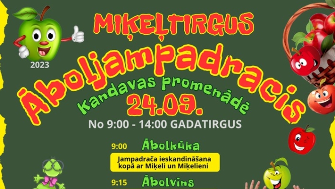 Miķeļdtirgus Āboljampadracis Kandavas promenādē