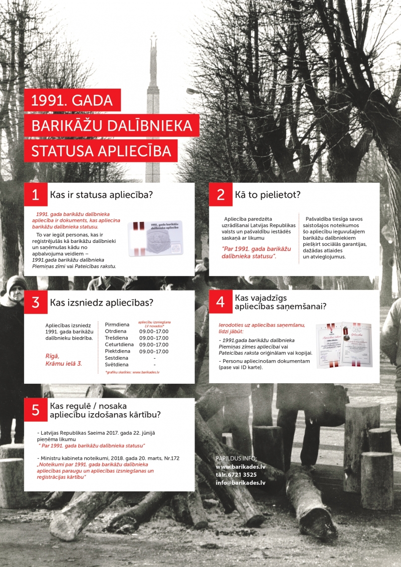 Barikazu statusa aplieciba plakats