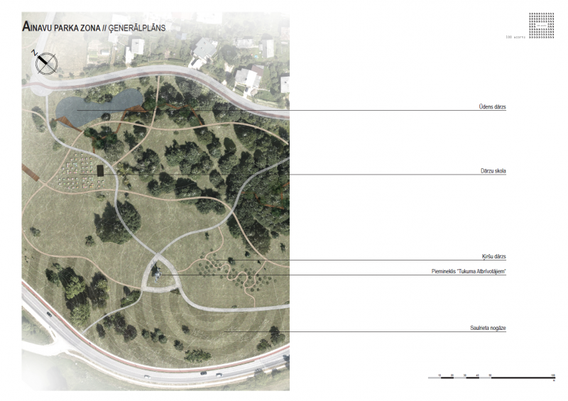 Ziedoņa dārza Mālkalnā projekta ainavu parka plāns