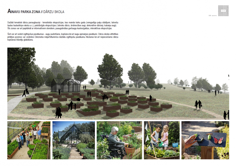 Ziedoņa dārza Mālkalnā projekta ainavu parka dārzu skola