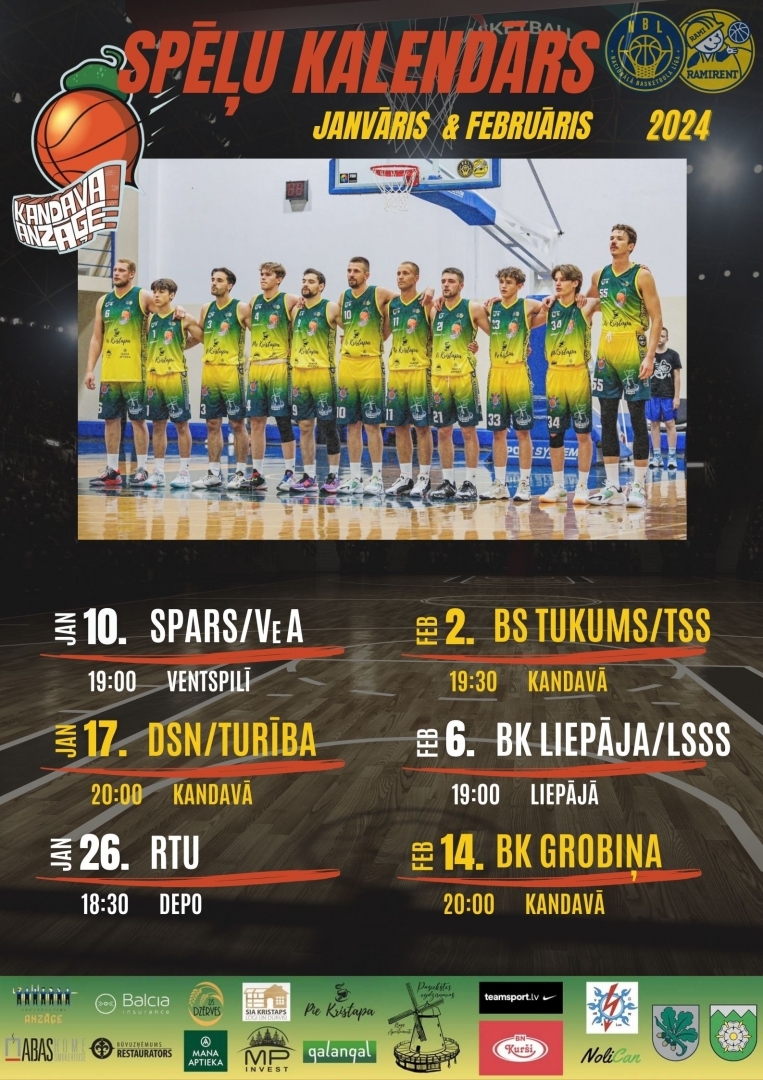 Ramirent Nacionālās basketbola līga: “Kandava/Anzāģe”-DSN/Turība
