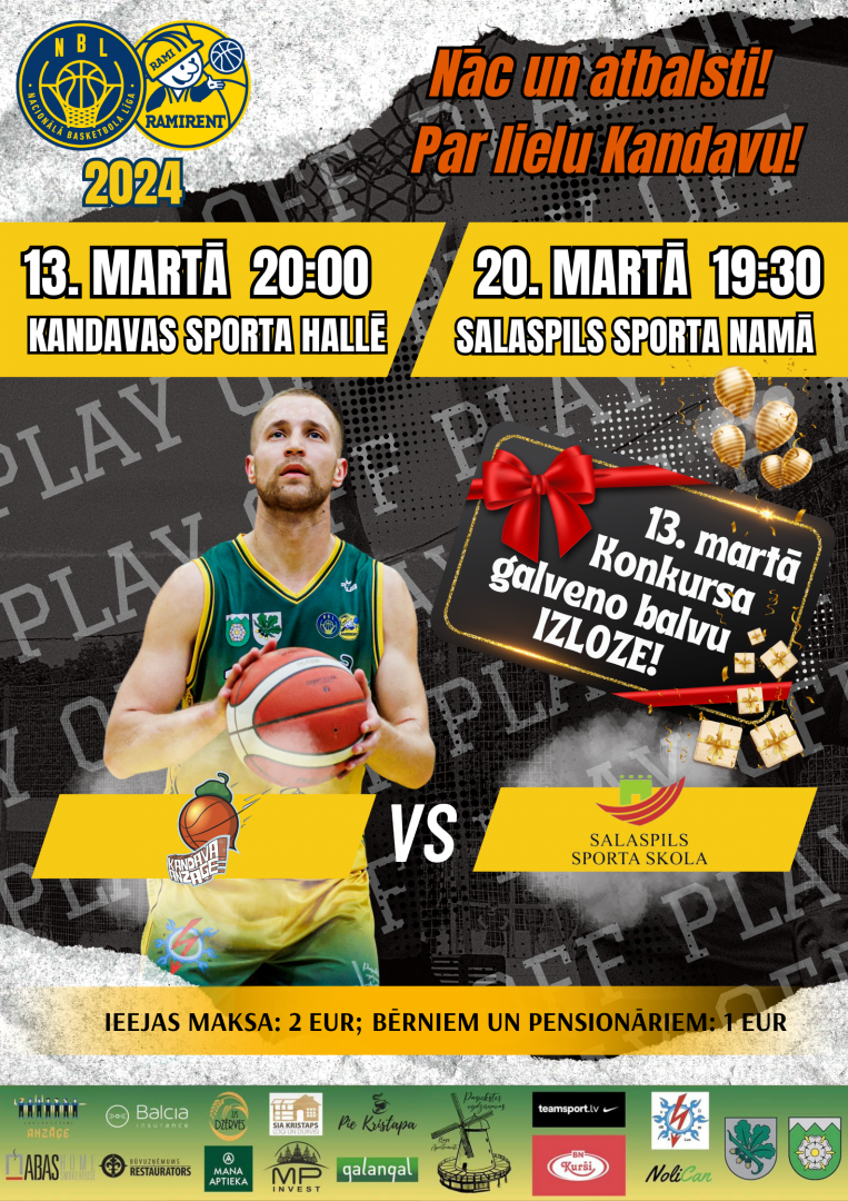 Ramirent Nacionālās basketbola līgas ceturtdaļfināla spēle: “Kandava/Anzāģe” - Salaspils sporta skola