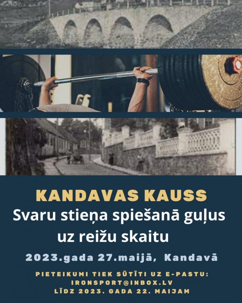 “KANDAVAS KAUSS” Svaru stieņa spiešanā guļus uz reižu skaitu