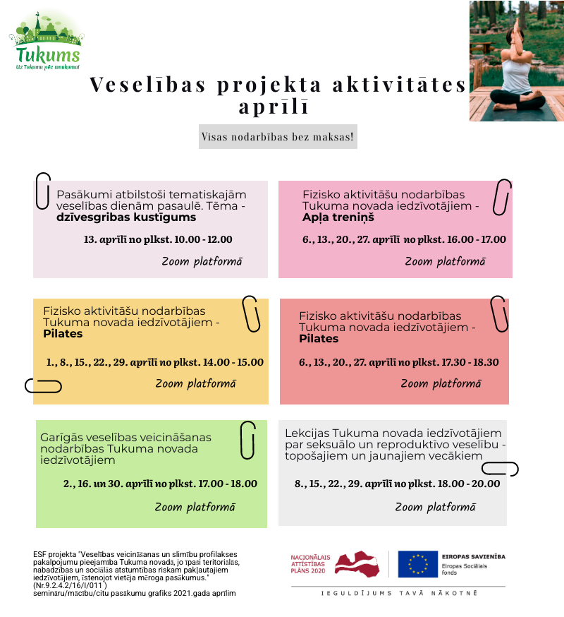 Veselības projekta aktivitātes aprīlī