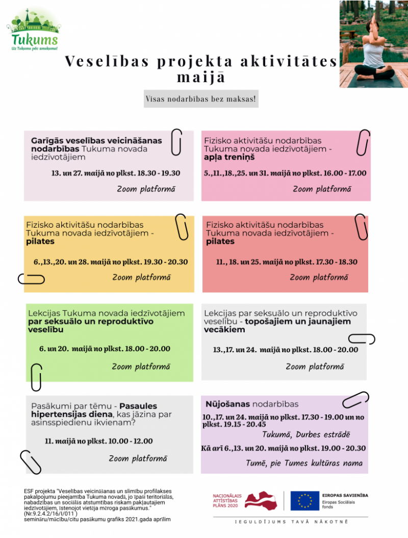 Veselības projekta aktivitātes maijā