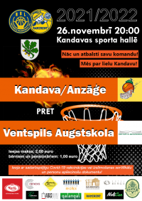 Ramirent Nacionālā basketbola līga: Kandava/Anzāģe - Ventspils Augstskola